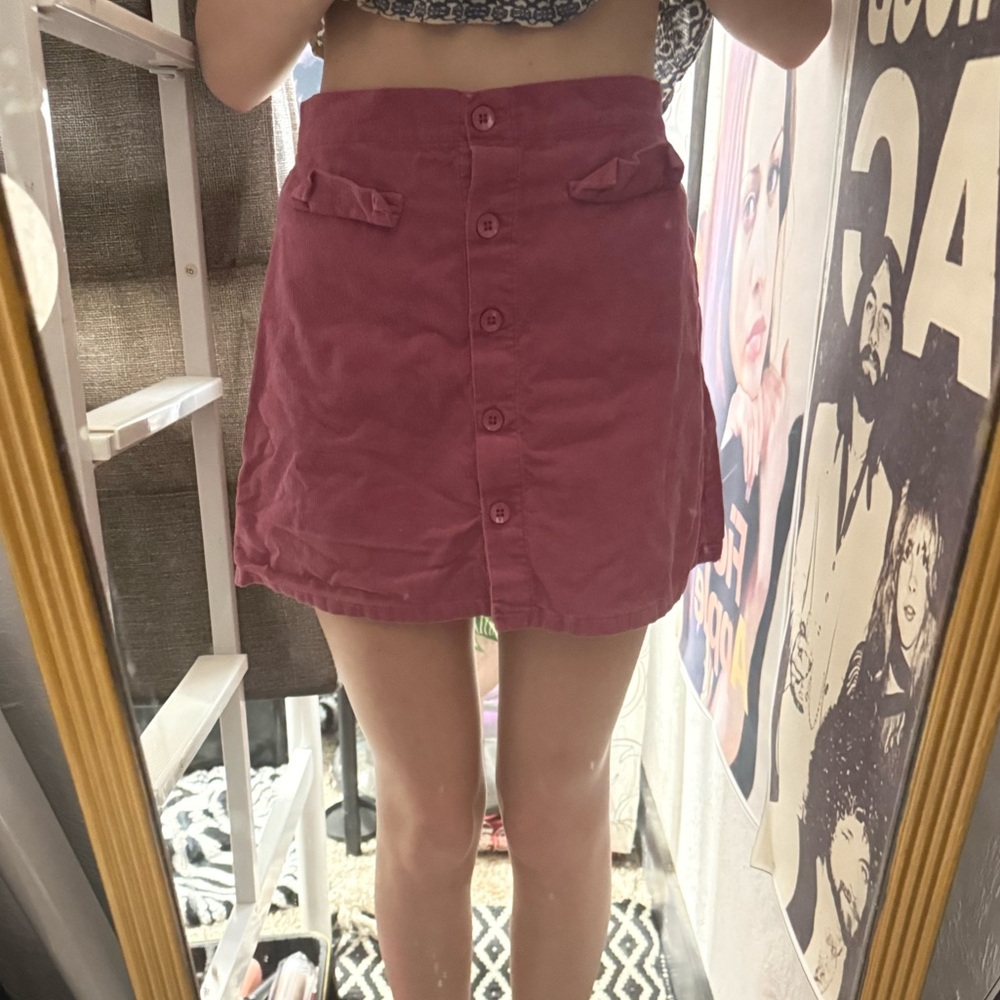 pink corduroy mini skirt